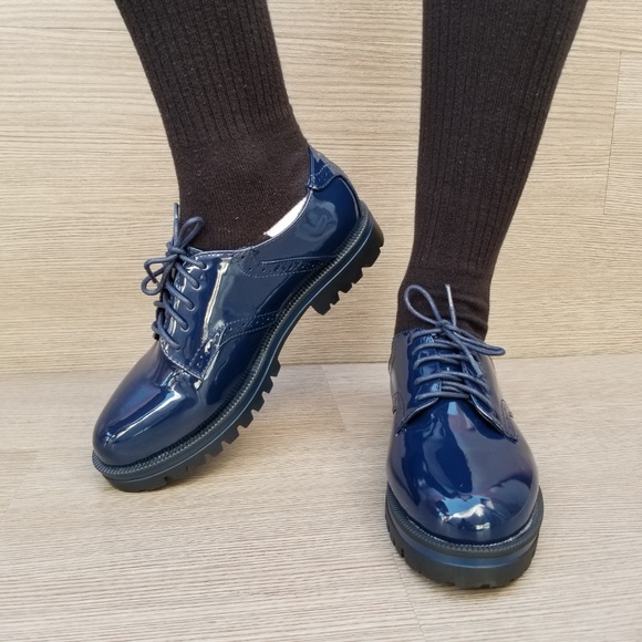 Blue Vinyl Patent Leather Chunky Oxford Creepers - Picture 8 of 8